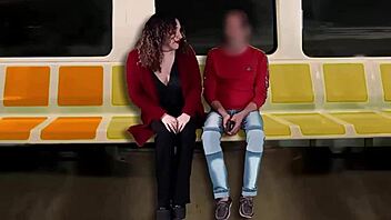 watch me stroke stranger's cock on train while hubby films my slutty public handjob