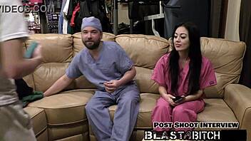 blaise celeste blows two guys before cum blast in nurse pov