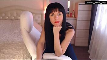 tamara roman strips jeans teases perky tits fingers pussy