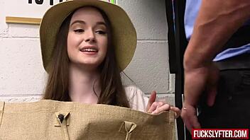 Caught shoplifting petite teen fucked hard office boss