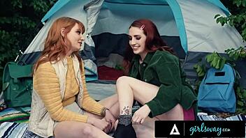 Redhead Lacy Lennon Rips Clothes Off Neighbor For Wild Outdoor Scissoring