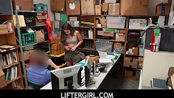 Lucky Officer Pounds Petite Shoplifter's Pussy in Office Strip