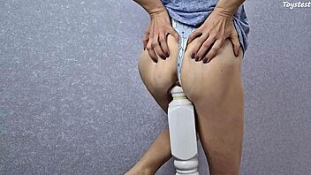 why does this horny petite wife ride bedpost so deep now