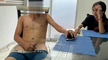 i catch my horny roommate jerking off and offer to help him explode fully