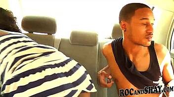 Ebony couple rips clothes for ghetto car cumshot fuck 🔥🚗