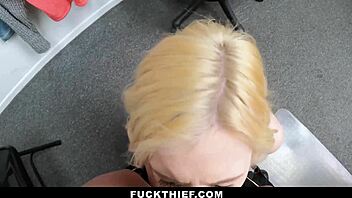 Blonde thief Marley Minx punished with officer's cock on 18th birthday