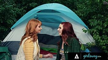 Redhead Lacy Lennon Rips Clothes Off Neighbor For Wild Outdoor Scissoring