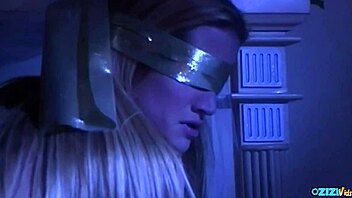 a blindfolded blonde gets stranger's cock doggystyle after licking