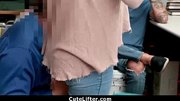 braces shoplifter fucked hard before boyfriend's eyes!