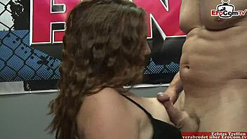 chubby slut with big tits fucks dirty fighter 💦🍑