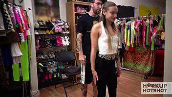 Skinny cutie Naomi Swan hooks up with Bryan Gozzling backstage
