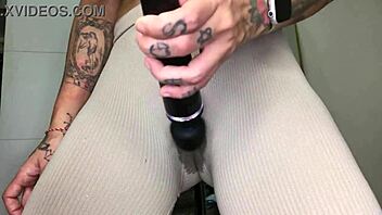 Sexy Emo Goth Yoga Girl Masturbates Hairy Armpits Dildo
