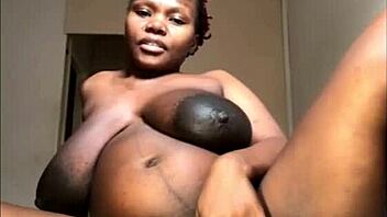 pregnant ebony rides dildo like a wild beast!