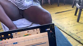 slutty african whore flashes hood bar publicly