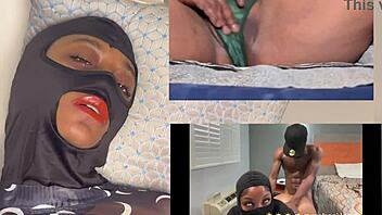 ebony squirts hard watching porn with eye-rolling orgasm