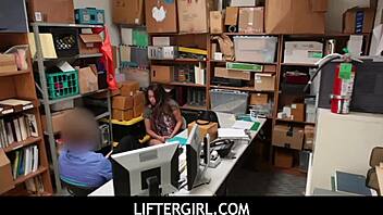 Lucky Officer Pounds Petite Shoplifter's Pussy in Office Strip