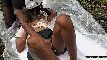 18yo ebony slut fucked hard in jungle 🌿🍆💦