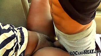 Ebony couple rips clothes for ghetto car cumshot fuck 🔥🚗