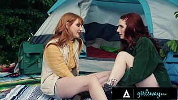 Redhead Lacy Lennon Rips Clothes Off Neighbor For Wild Outdoor Scissoring