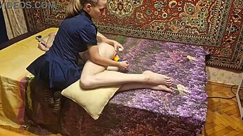 Anastasia mistress pegs sub with anal dildo in uniform domination