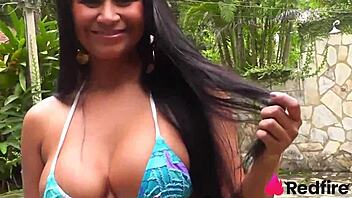 Juicy Latina Milf Alessandra Marques Grabs Stud for Poolside Anal Ride!
