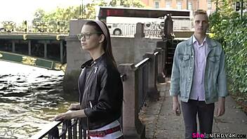 nerdy glasses girl keeps them on during intense hookup