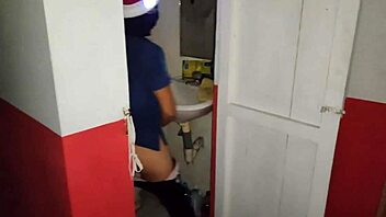 WHORE BALACLAVA FLASHES MATURE VAGINA IN WORK WAREHOUSE PORN