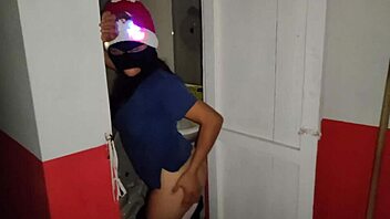 WHORE BALACLAVA FLASHES MATURE VAGINA IN WORK WAREHOUSE PORN