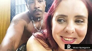 curvy latina catches black guy bathing and he cums in her pussy