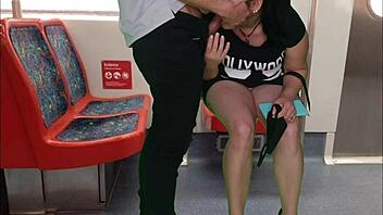 that panty-less dress girl jerked and sucked me on train