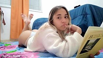 hot babe farts loud while reading her favorite book