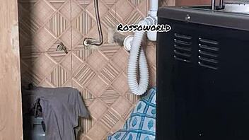 hidden cam captures naked milf in secret room