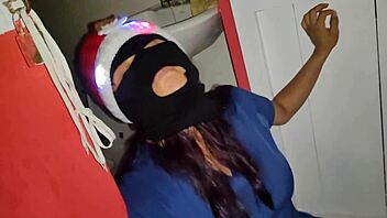 WHORE BALACLAVA FLASHES MATURE VAGINA IN WORK WAREHOUSE PORN