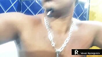 curvy latina catches black guy bathing and he cums in her pussy
