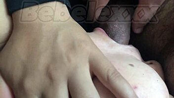 blindfolded latina redhead gives sloppy deepthroat cum in mouth