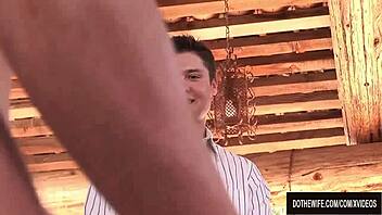 blonde housewife aimee addison railed by stud while husband watches