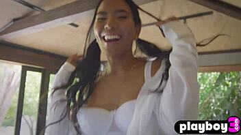 Big ass asian milf jada kai poses with busty babe
