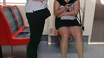 that panty-less dress girl jerked and sucked me on train