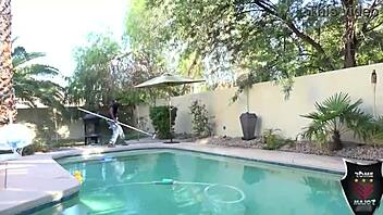 Pool guy ROME MAJOR bangs ashley pink's big tits COWGIRL wet