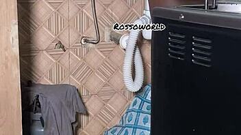 hidden cam captures naked milf in secret room