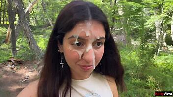 trail slut sucks fucks cumwalks publicly on risky forest hike