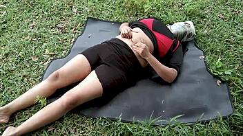 curvy babe stranger fucks park yoga outdoor