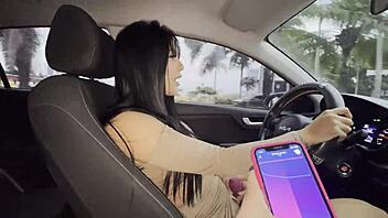 colombian latina may hernandez masturbates wet pussy publicly in car