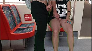 that panty-less dress girl jerked and sucked me on train