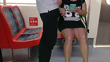 that panty-less dress girl jerked and sucked me on train