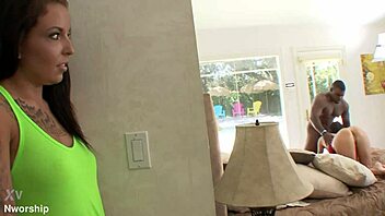 MILF and Young Brunette Ride Big Black Cock in FFM Threesome