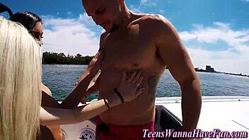 wild teens hardcore fucked on luxury yacht party