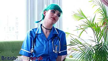 Blue Haired Nurse Cares for Your Cock Deeply
