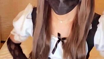 watch this cute japanese ladyboy vibe her ass crossdressing