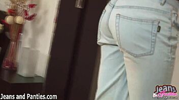 trying on tight skinny jeans hugs my petite teen curves perfectly